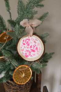 Pink Lover Wood Slice Ornament