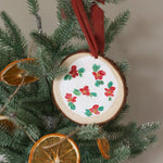 Load image into Gallery viewer, Cerise Floral Wood Slice Ornament
