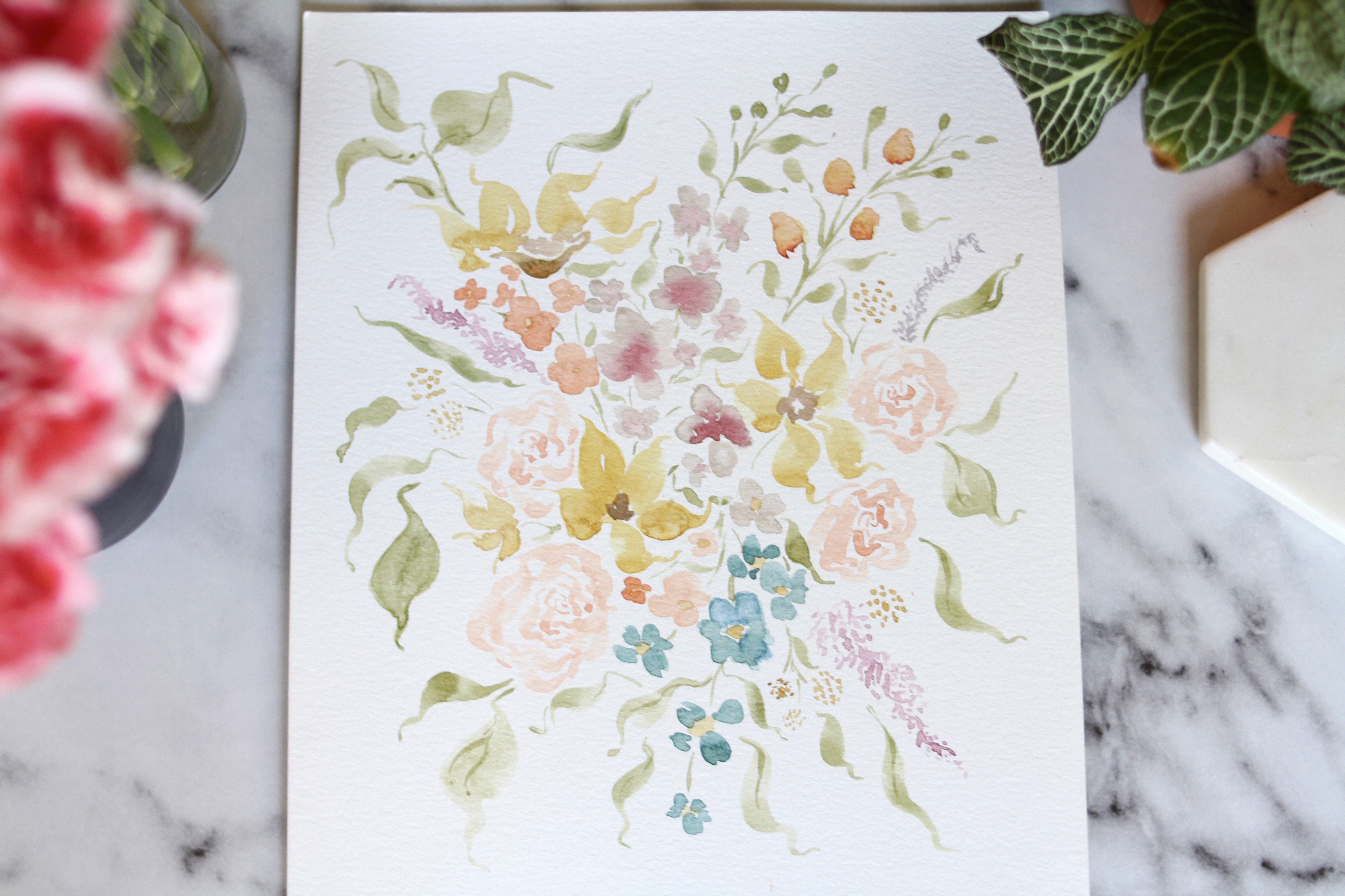 9x12 hand-painted spring blooms