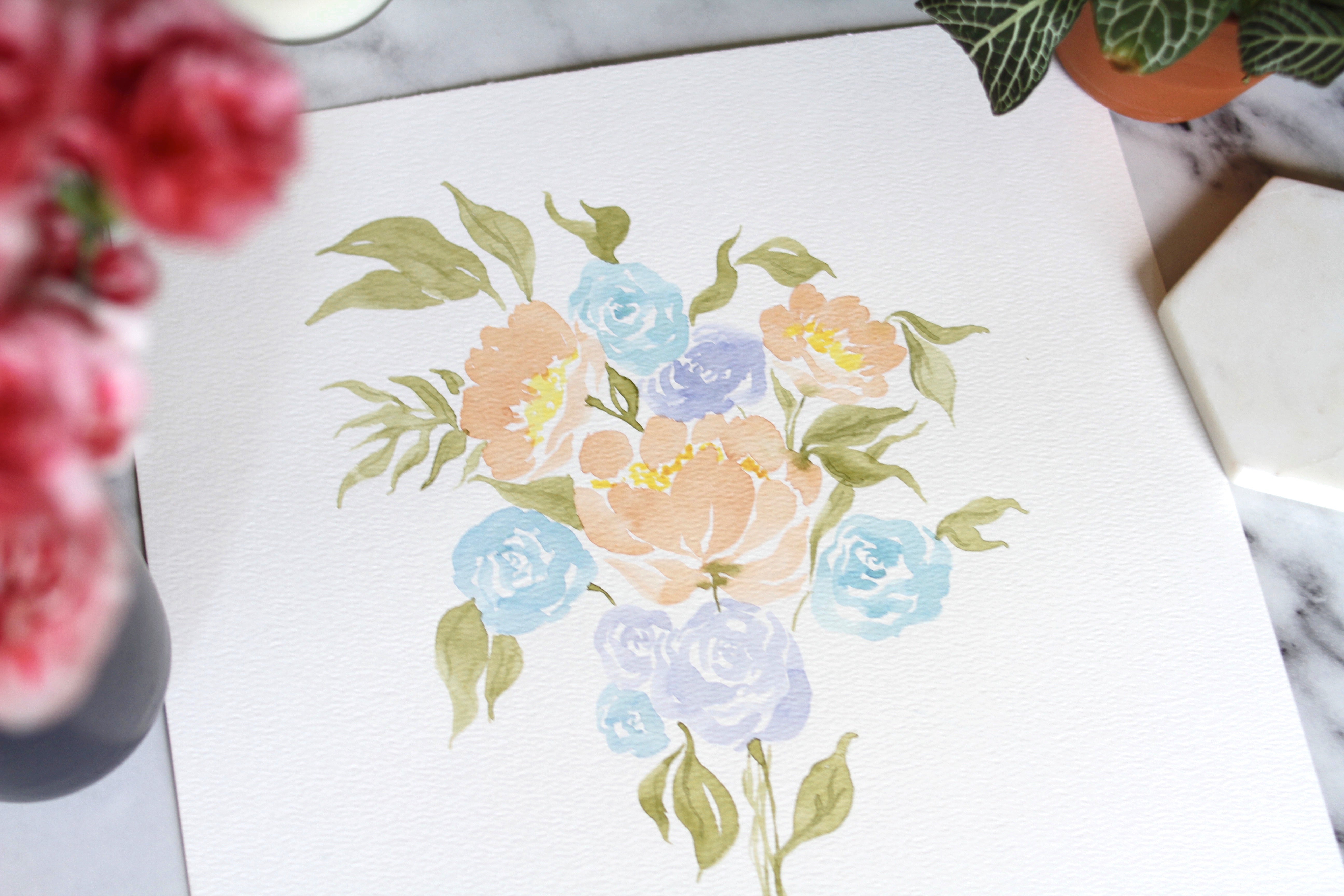 12x12 hand-painted bouquet