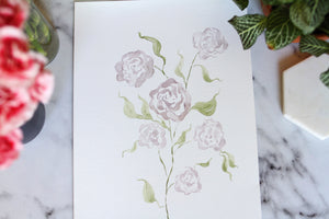9x12 hand-painted hazy purple rose cluster