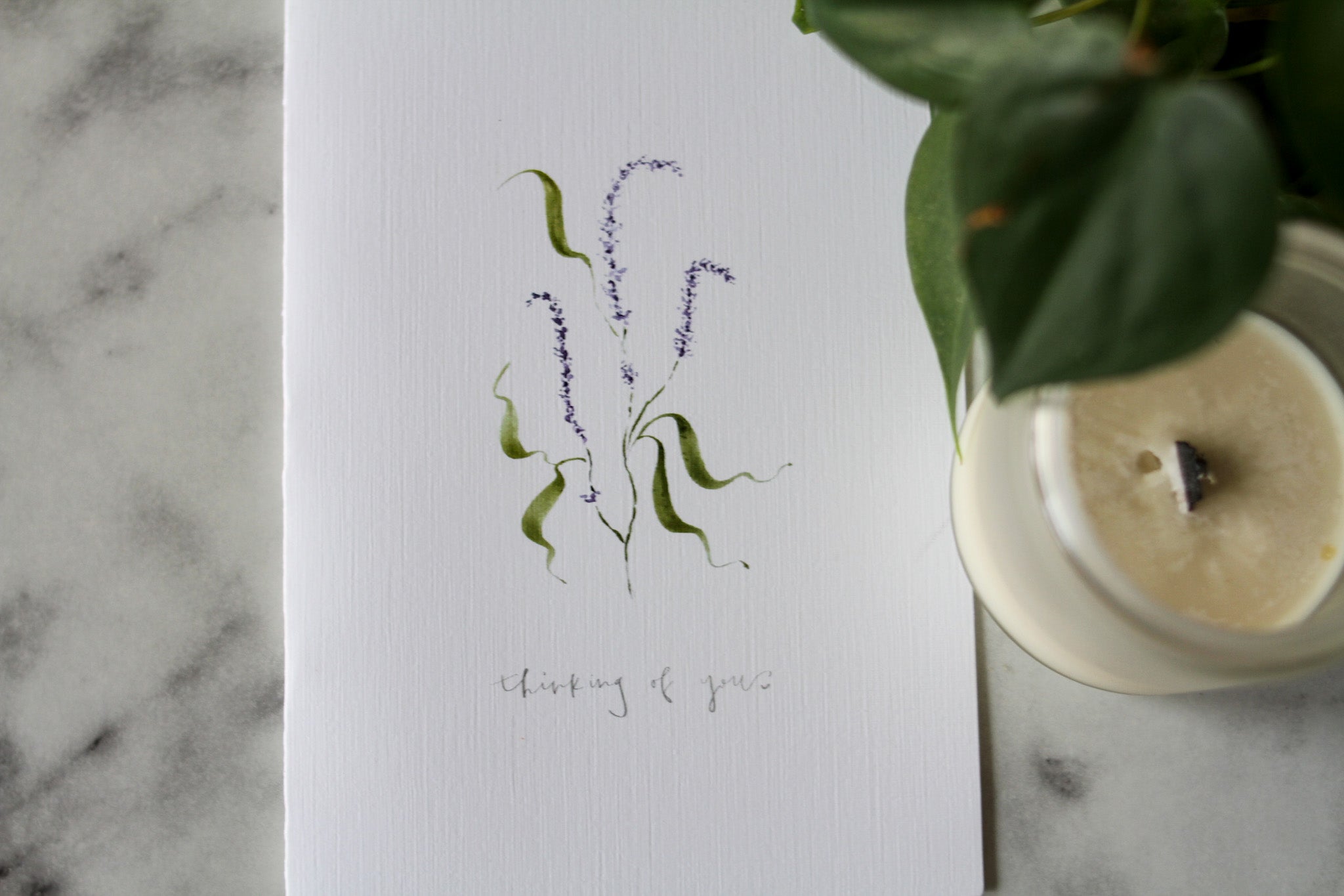Lavender "thinking of you" card